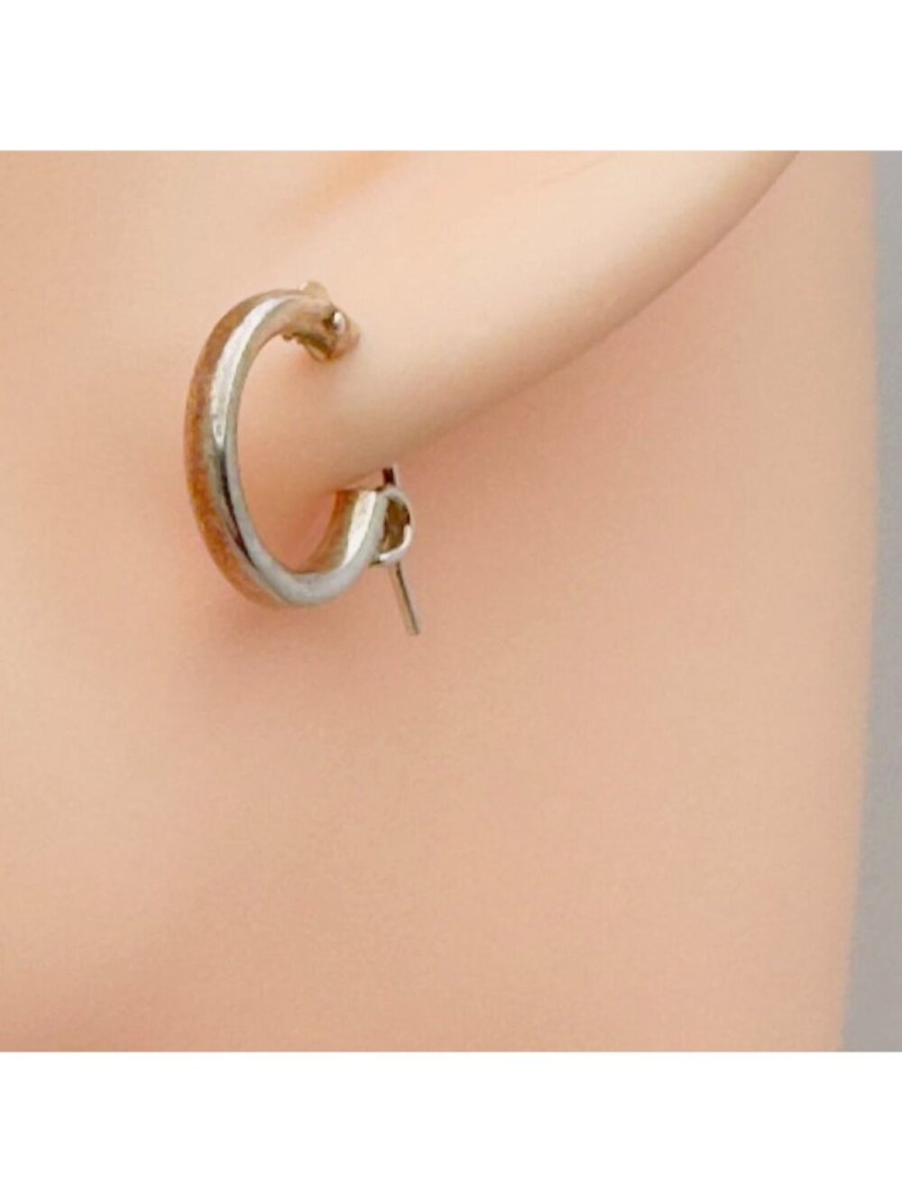 Small Sterling Silver Tube Hoop Earrings Lever Back Closure Vtg 1/2"